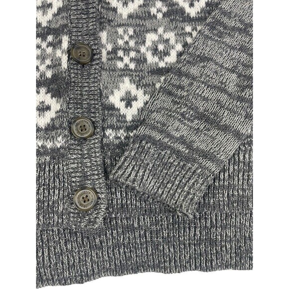 HOLLISTER Fair Isle Nordic Long Gray Button Grandpa Cardigan Sweater Cozy XS - Picture 4 of 9